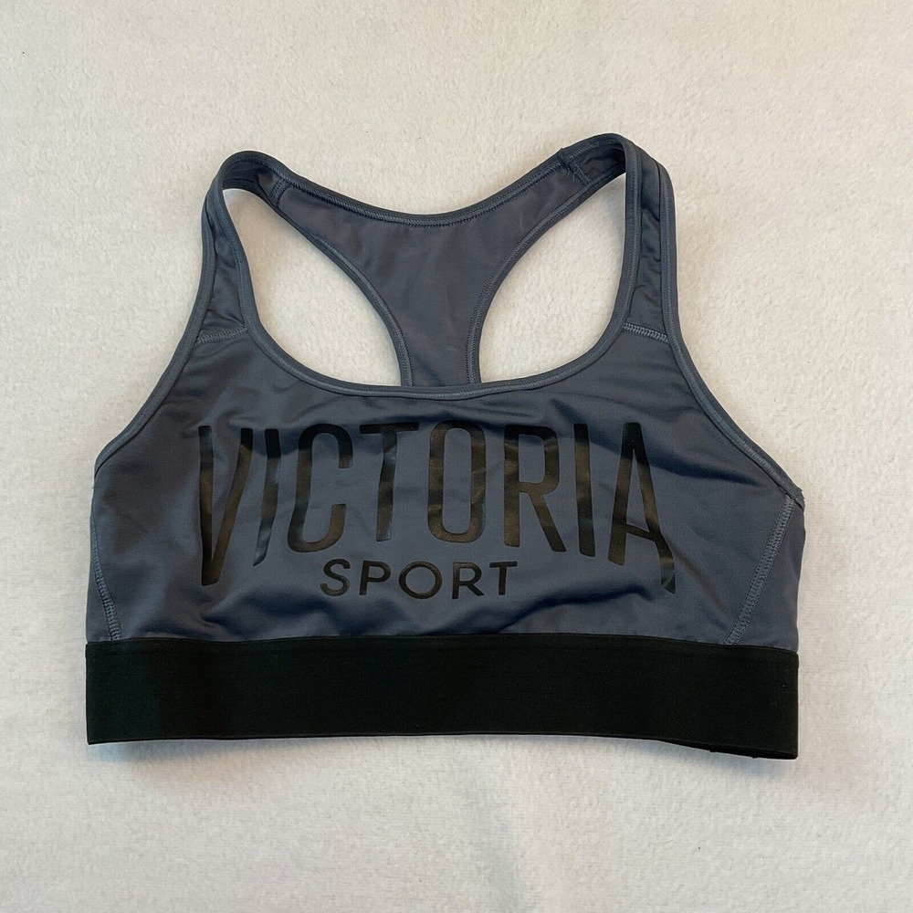 Victoria's Secret Sports Bra Women‎ Small Gray Black Racerback Sport Athletic